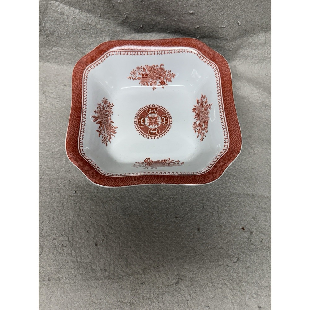 VINTAGE SPODE 9 INCH FINE STONE  SERVING BOWL FITZHUGH RED 2 1/4" DEEP